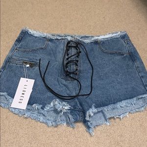 Lace Up Jean Shorts